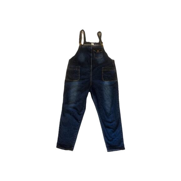 Soojun Overalls Womens Size 2XL Blue Denim Dark Wash Stretch Straight Leg - Picture 1 of 7
